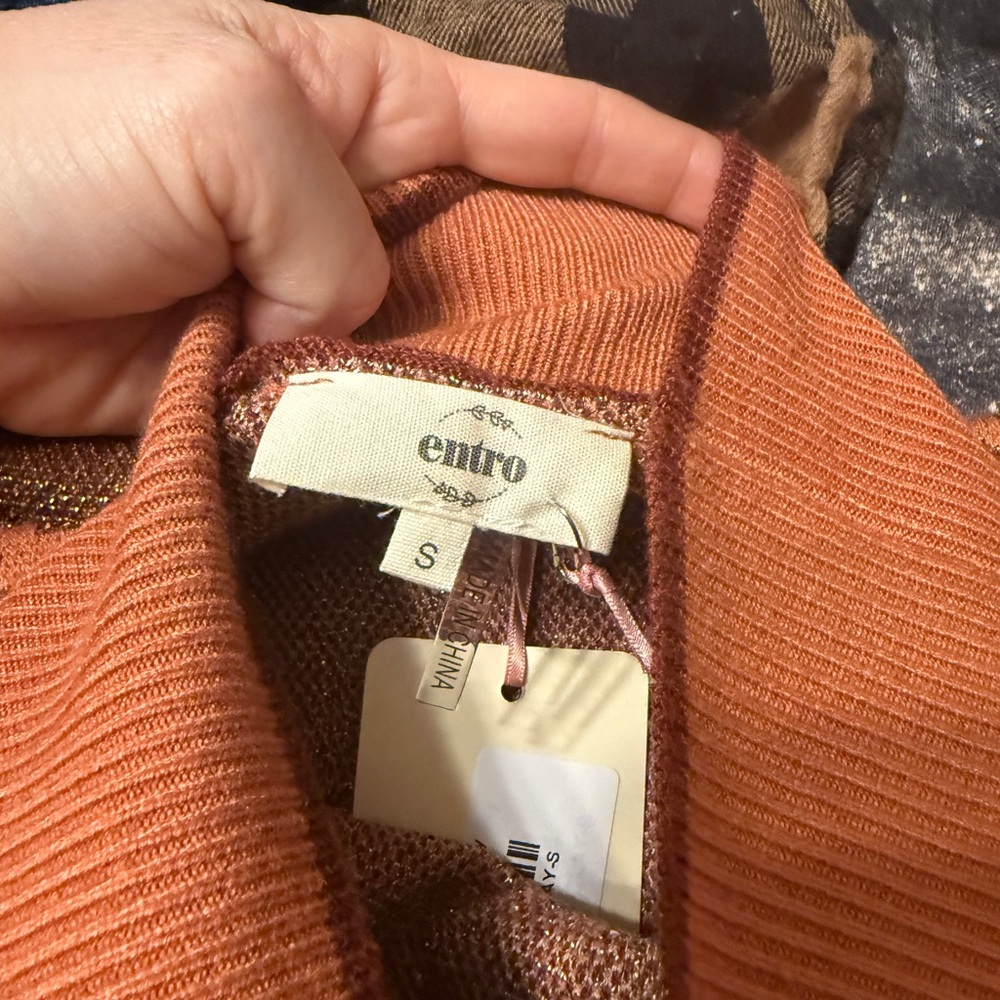Entro Orange and Brown Cowl Neck Sweater - Picture 4 of 4